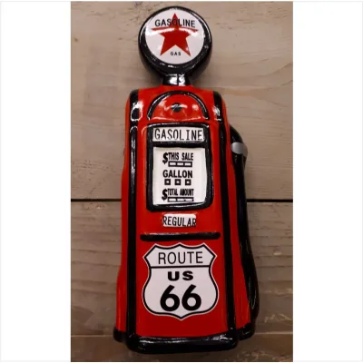 Spaarpot benzinepomp route 66 in rood